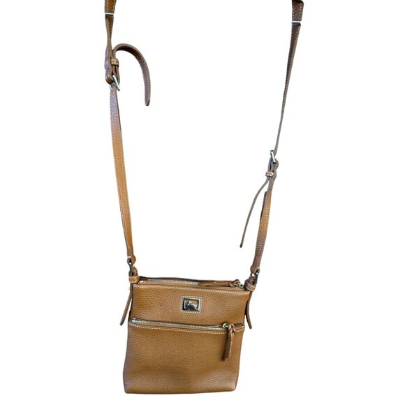 Dooney & Bourke Dillen Brown Tan Leather Crossbody , Messenger Bag - Picture 2 of 9